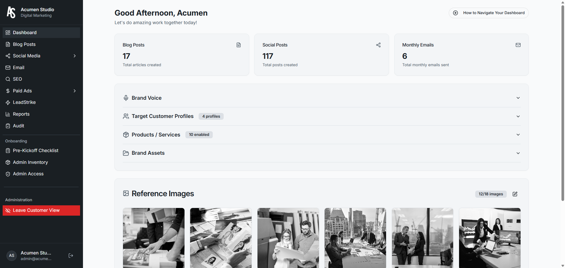 Acumen Marketing OS dashboard