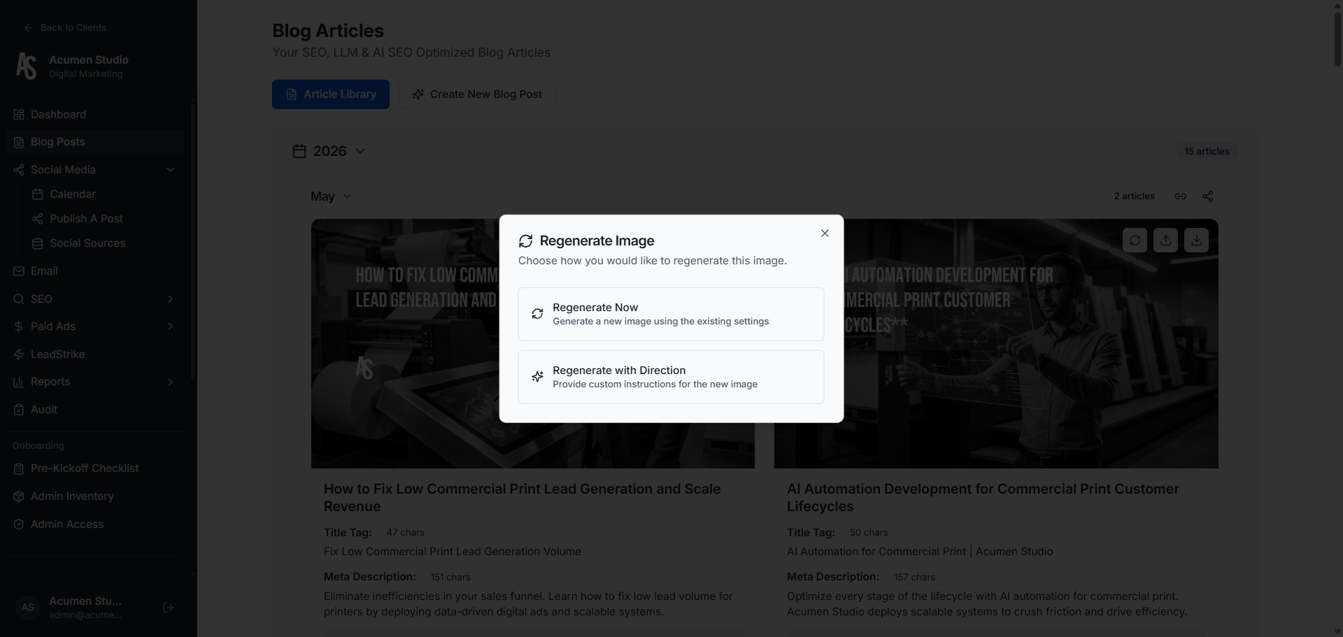 Image regeneration options