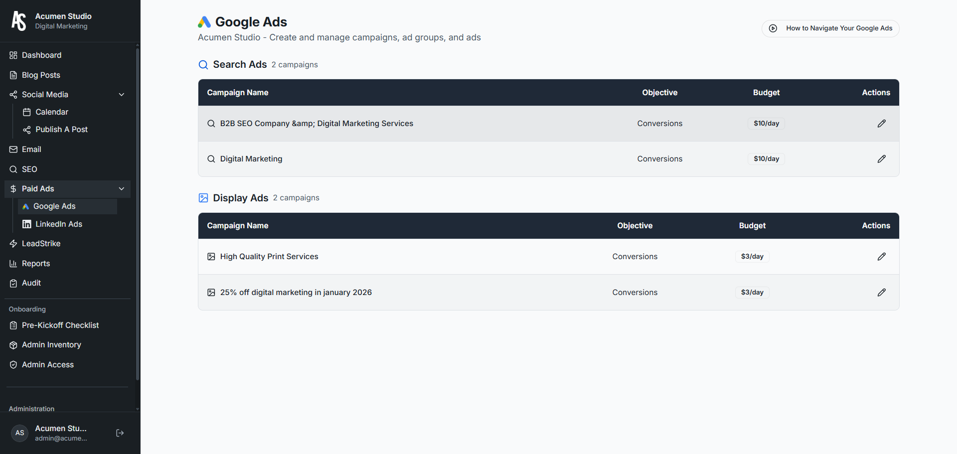 Google Ads campaigns