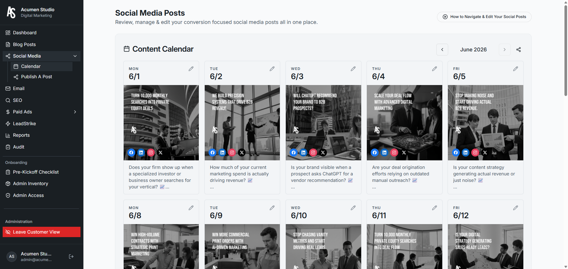 Social media calendar