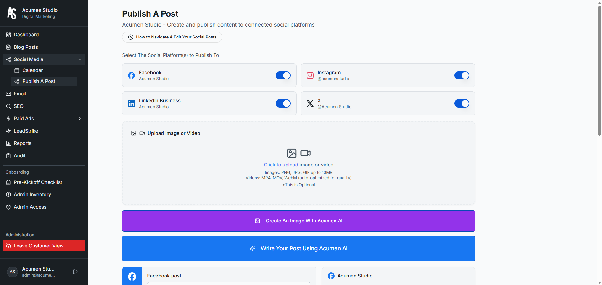 Manual post publishing tool